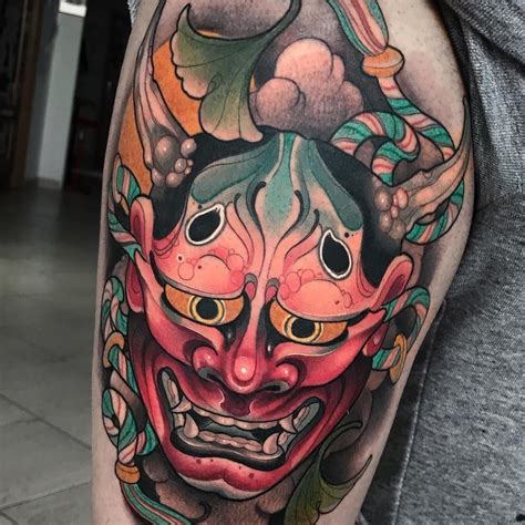 japanese tattoo devil|japanese death mask tattoo.